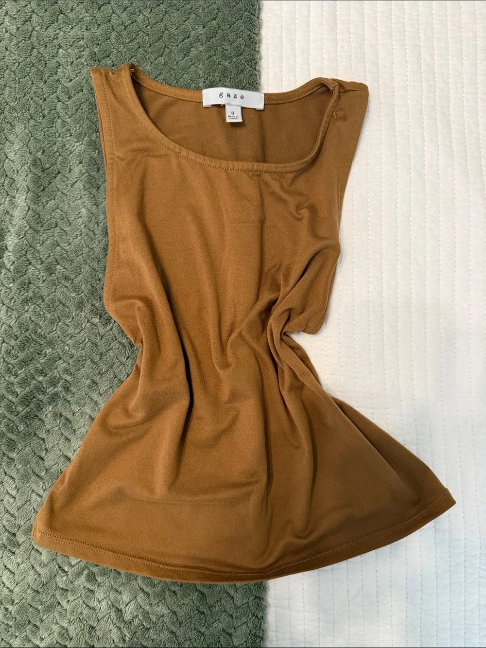 gaze Brown Scoop Neck Tank Top